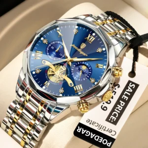 POEDAGAR 938 Men's Chronograph Quartz Watch - Gold