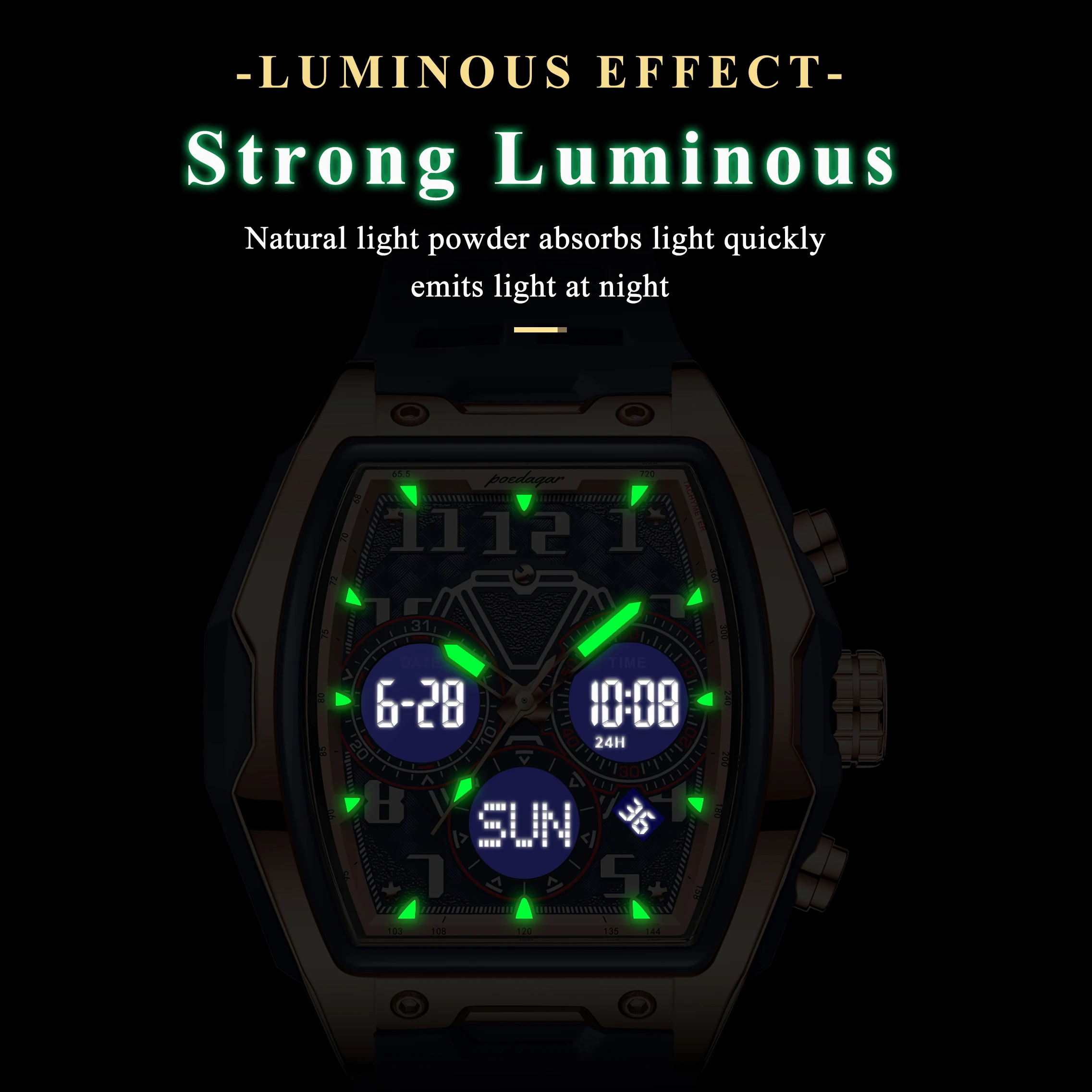 POEDAGAR 636 Men's Chronograph Dual Display Watch - Product Image 3