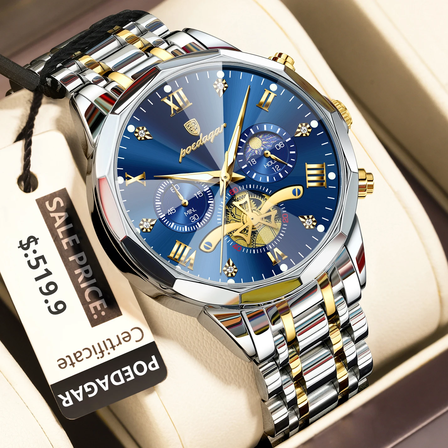 POEDAGAR 938 Men's Chronograph Quartz Watch - Product Image 2