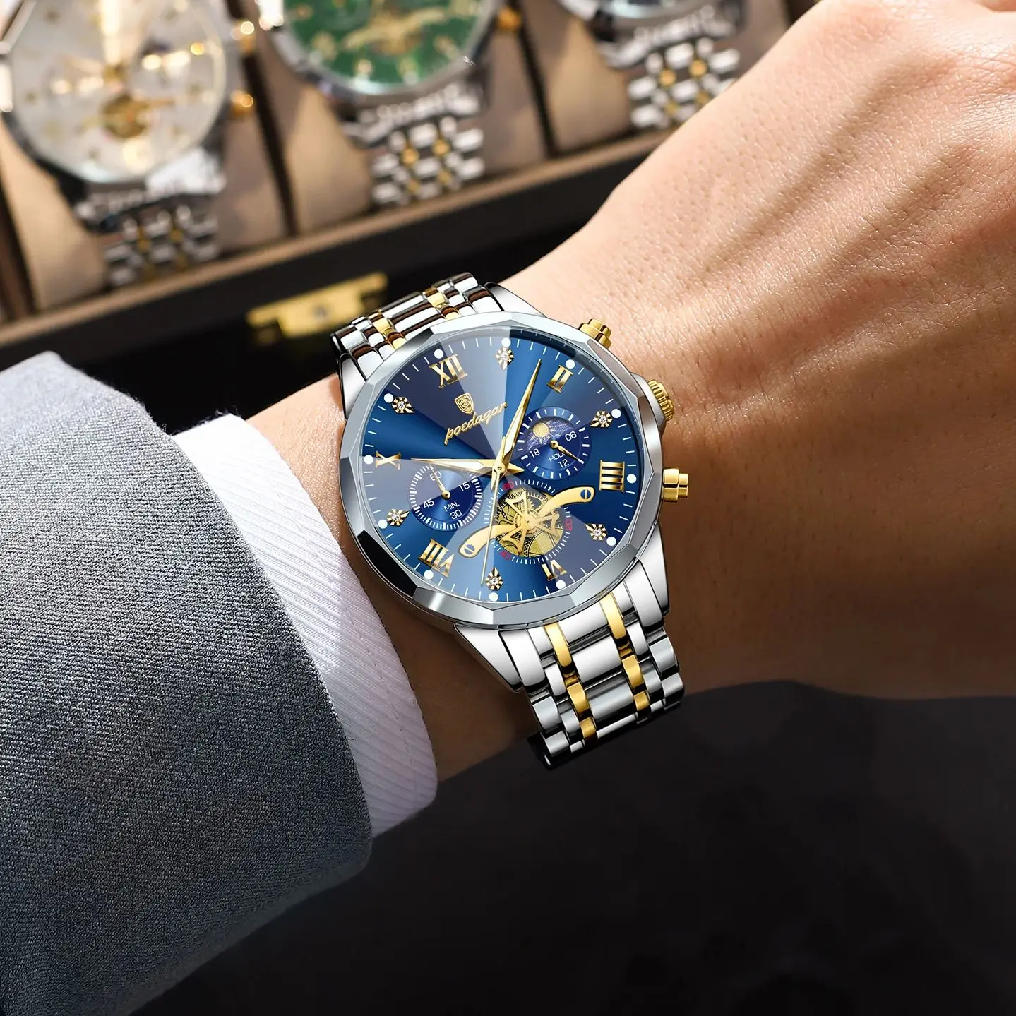 POEDAGAR 938 Men's Chronograph Quartz Watch - Product Image 6